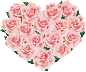 Pink Rose Heart Isolated