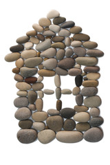 Isolated picture of a house from a pebble