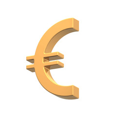 Gold Euro sign isolated on white