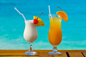 Two cocktails on table