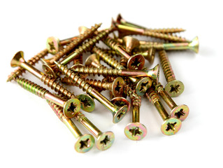 Several screw-bolts on white background