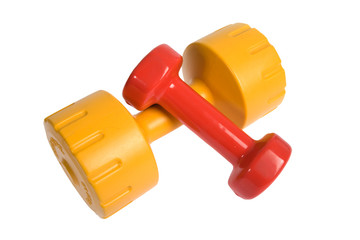 Dumbbells on the white background