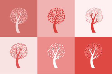 Set of six Love trees