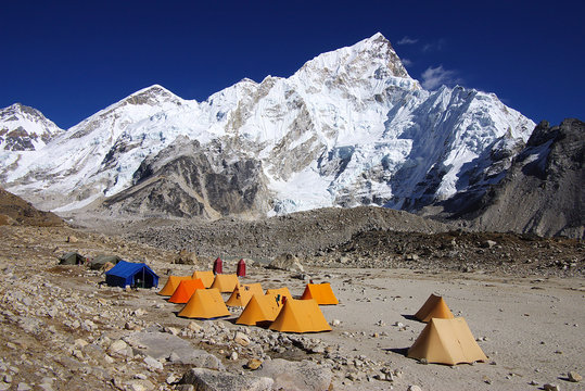 Landscape with the tents in the Gorak Shep