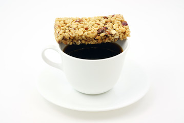Coffee with an energy bar.