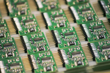 Obraz premium A stack of microchips lying on a table.