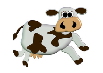 3D Moo Cow Cartoon - Isolated On White