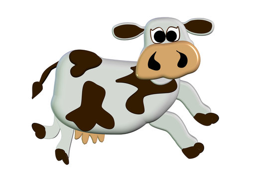 3D Moo Cow Cartoon - Isolated On White Stock Illustration | Adobe Stock