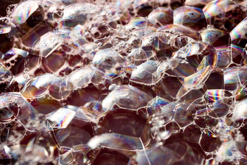 Soap bubbles on water in sunligth