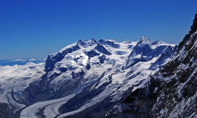 Fototapeta na wymiar Der Blick aus der Matterhornwand