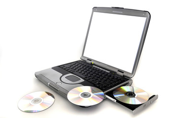 laptop with CD's
