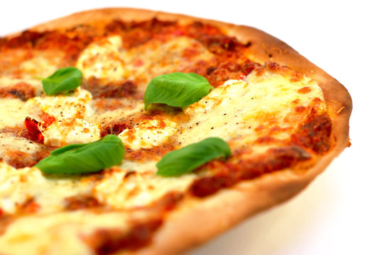 Homemade Thin Crust Pizza On A White Background.