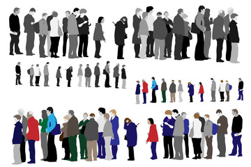 illustration of people waiting in queue - 11905288