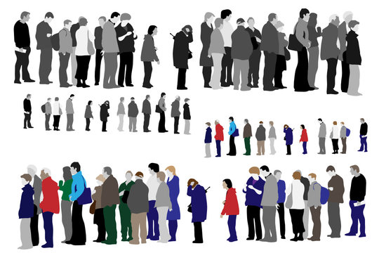 illustration of people waiting in queue