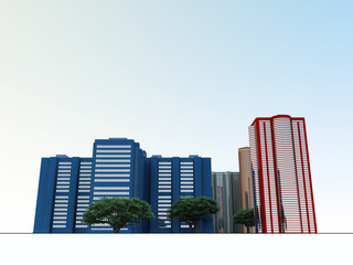 Fototapeta premium City quarter with modern houses and trees