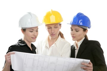 Architects woman working, isolated at studio
