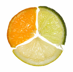 Composition of orange, lemon and lime segments