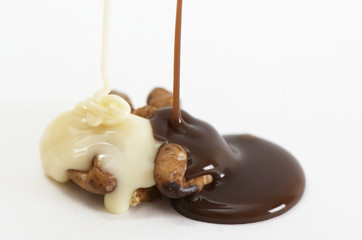Walnut with milk and coffee
