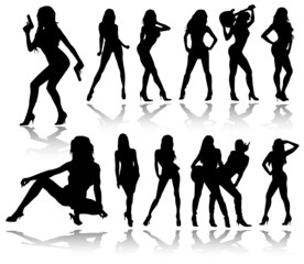 Girls silhouettes vector