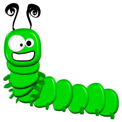 3d Cartoon Caterpillar - Isolated On White