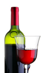 Glass and bottle of red wine