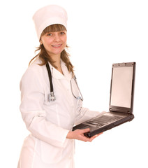 Portrait of doctor with laptop.