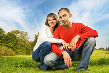 Young couple in love outdoors