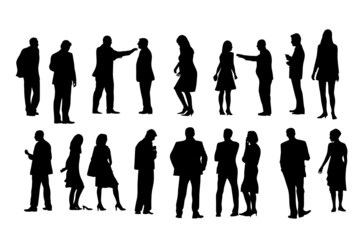 eighteen people silhouettes, vector collection - 11924272