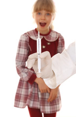 Portrait of little girl. Vaccination.