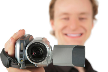 Man with camcorder