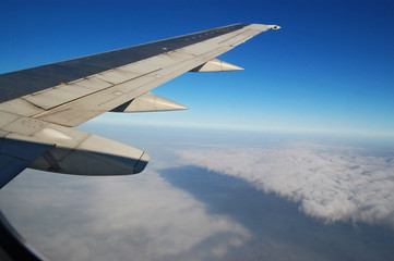 View of plane's wing