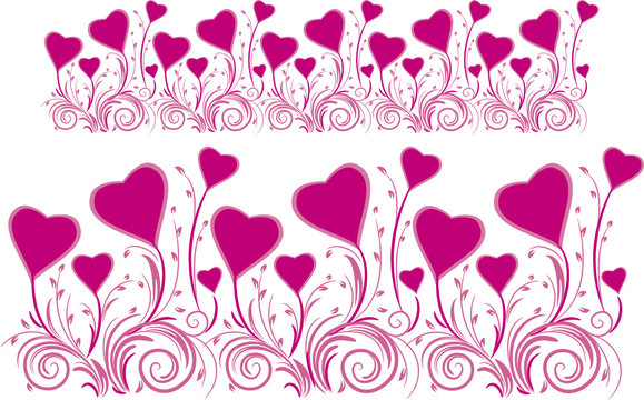 Border of stylized hearts for design