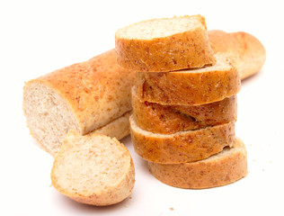 cutted long loaf with bran