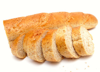 cutted long loaf with bran
