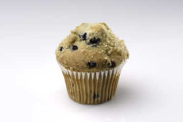 One Blueberry Muffin Isolated on White
