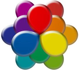 fleur chromatique en 3d avec les couleurs de la gamme