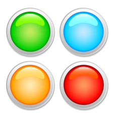 Vector set of color glass buttons for design.