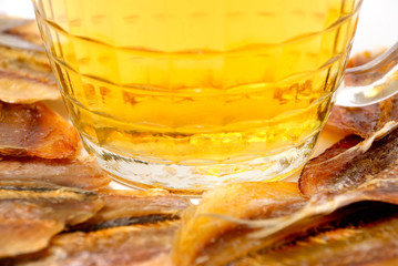 The stockfish around beer glass