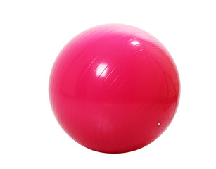 Pink fitball isolated on white background