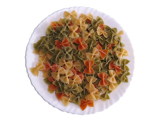 not cooked macaroni on white plate