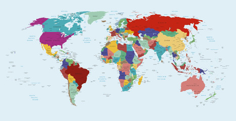 Naklejka premium mapa polityczna świata