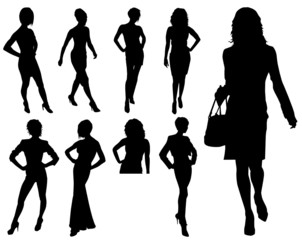 Vector illustration of fashion girls silhouette
