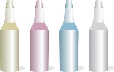 isolated aluminum bottles set