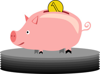 pink piggybank - vector