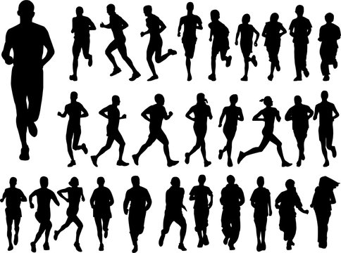 big collection of running people - vector