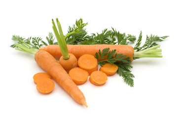 Obraz na płótnie Canvas slice fresh carrots on white background