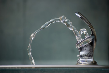 Water Flowing from Drinking Fountain