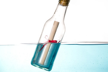 Fototapeta na wymiar Message in a bottle