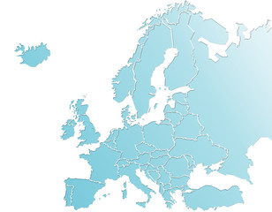 Fototapeta na wymiar Carte Europe Dégradé Bleu