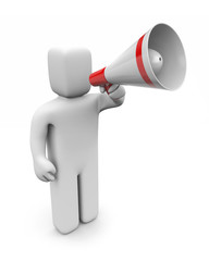 Man speaks in megaphone